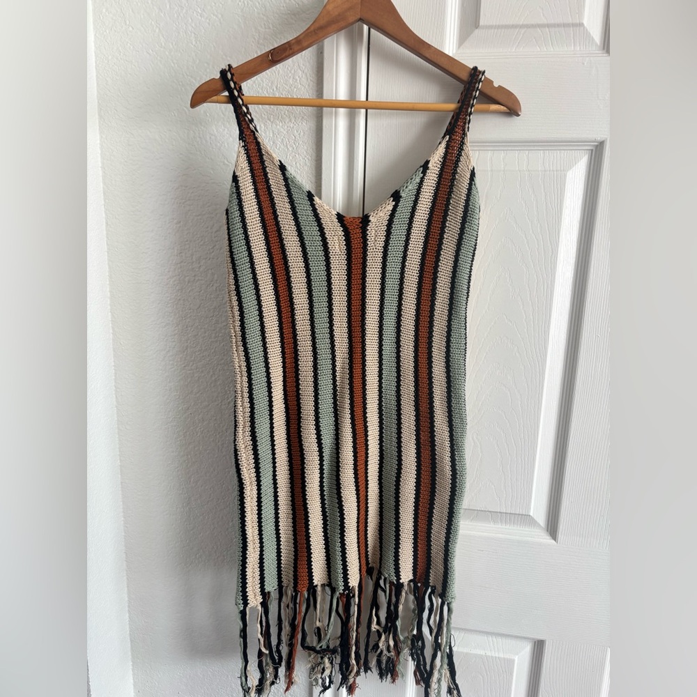 Jenn Lee Striped Fringe Beach‎  Knit Dress Size M/L